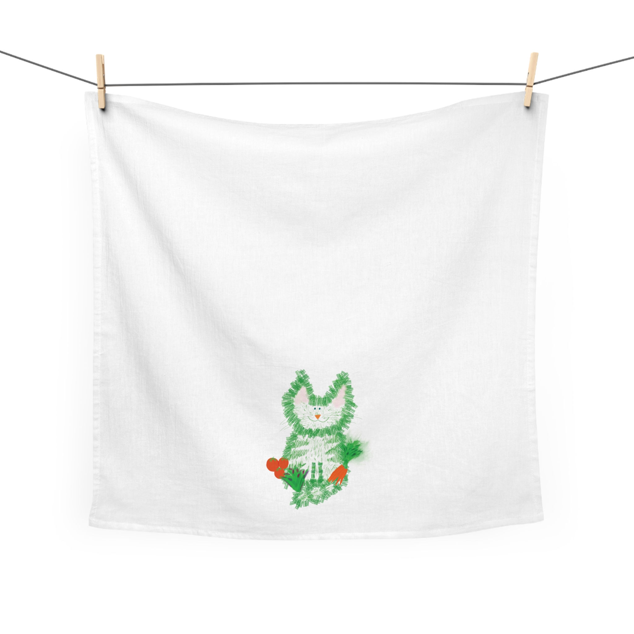 Green Thumb Kitty Tea Towel