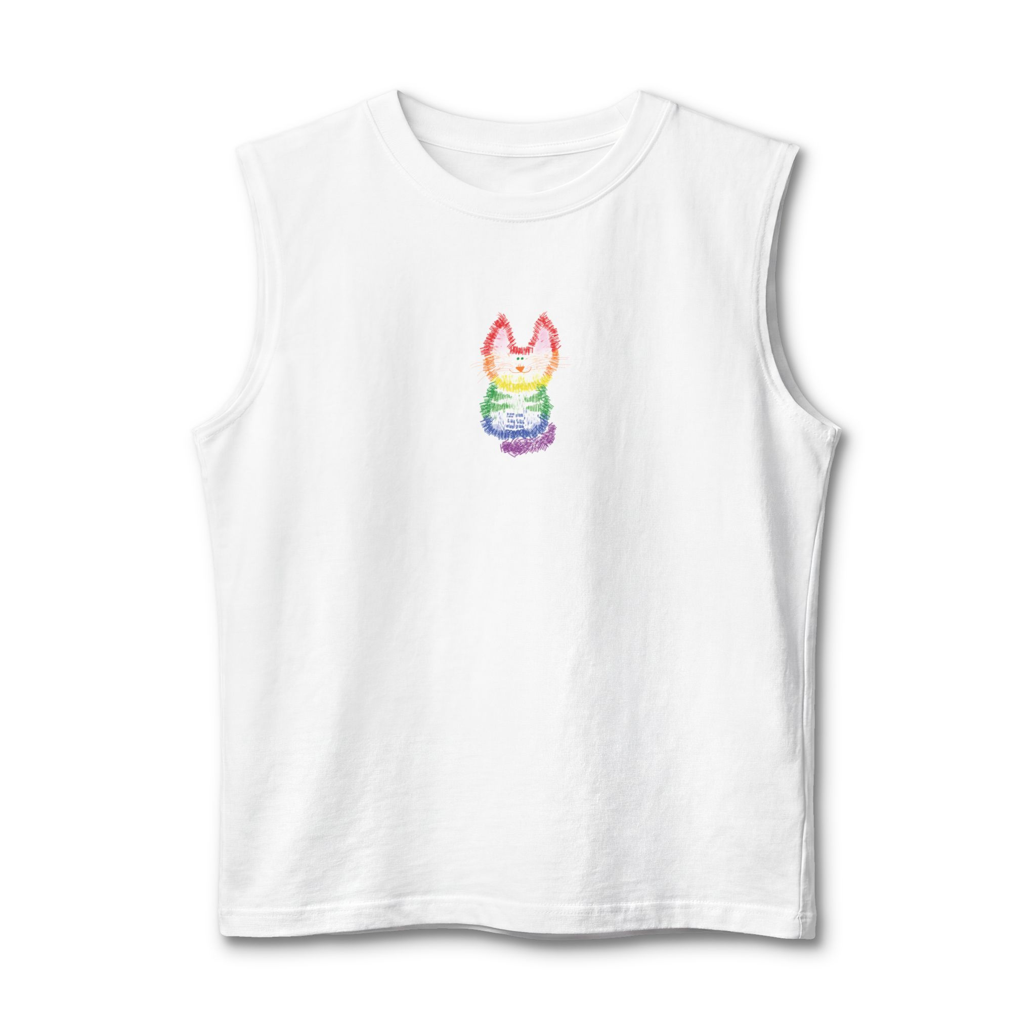 Rainbow Pride Cat on Unisex Muscle Tank Top 
