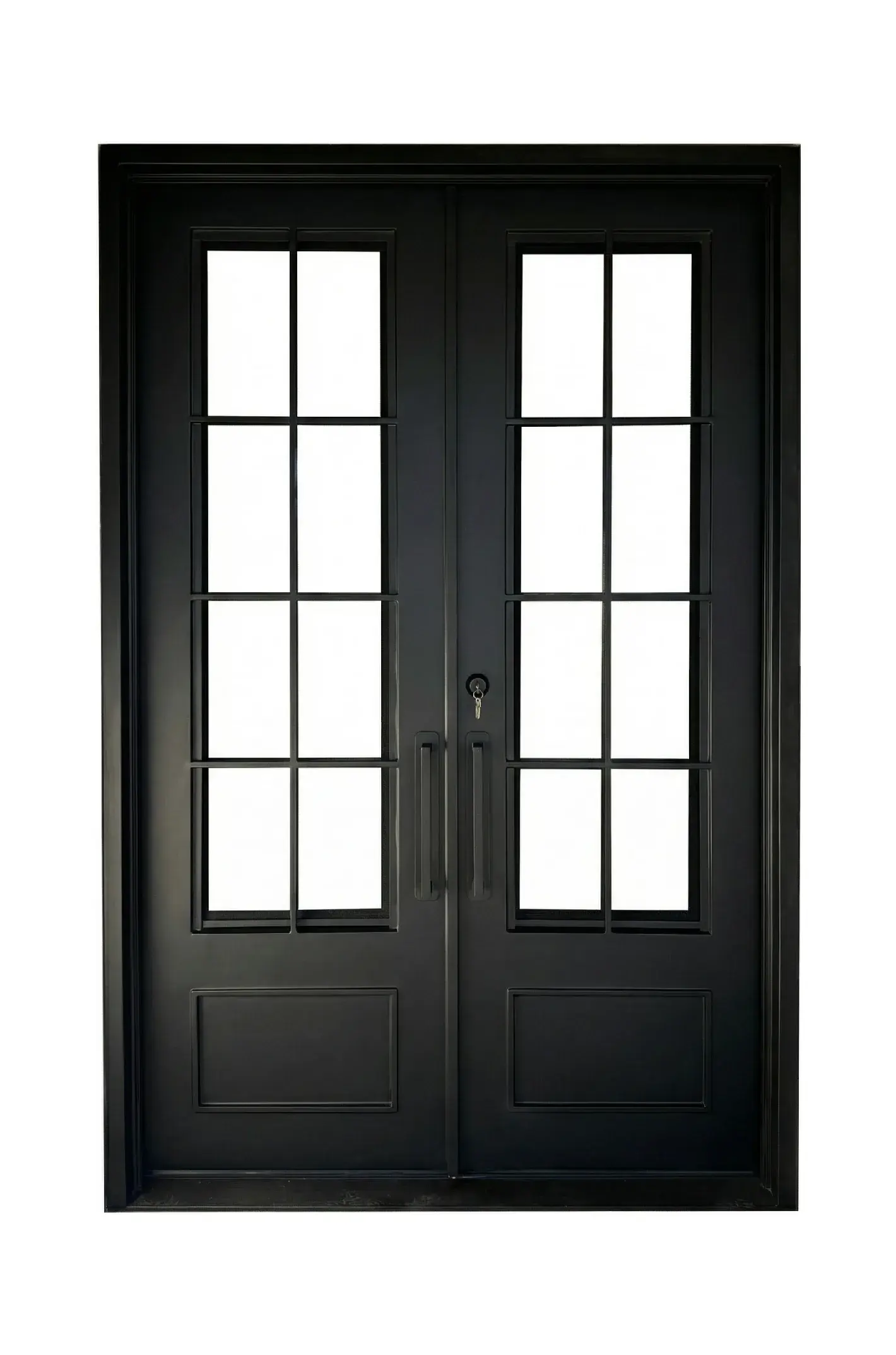 72" x 108" Modern Farmhouse Style Double Square-Framed Iron Door