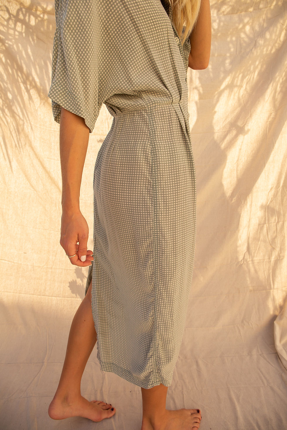 Thumbnail: Green Silk Gingham Dress