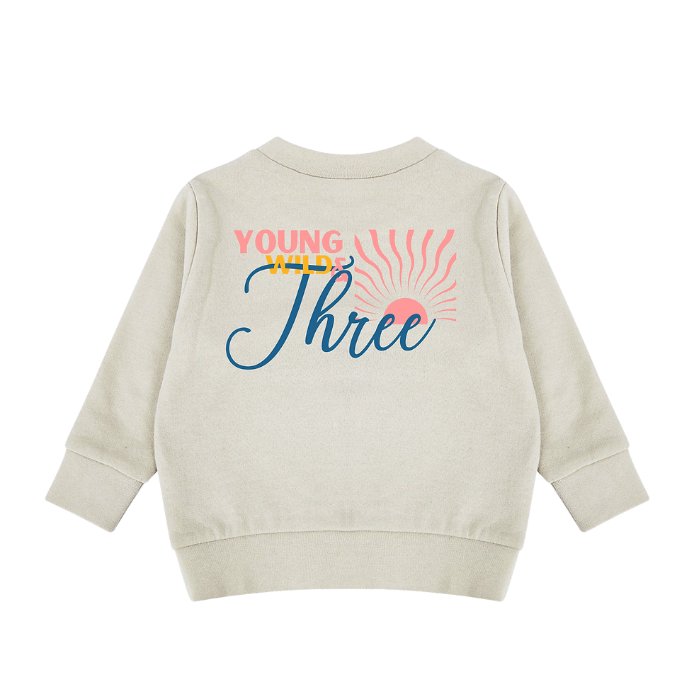 Thumbnail: Young Wild and Three Birthday Toddler Sweater Custom Birthday Present for three