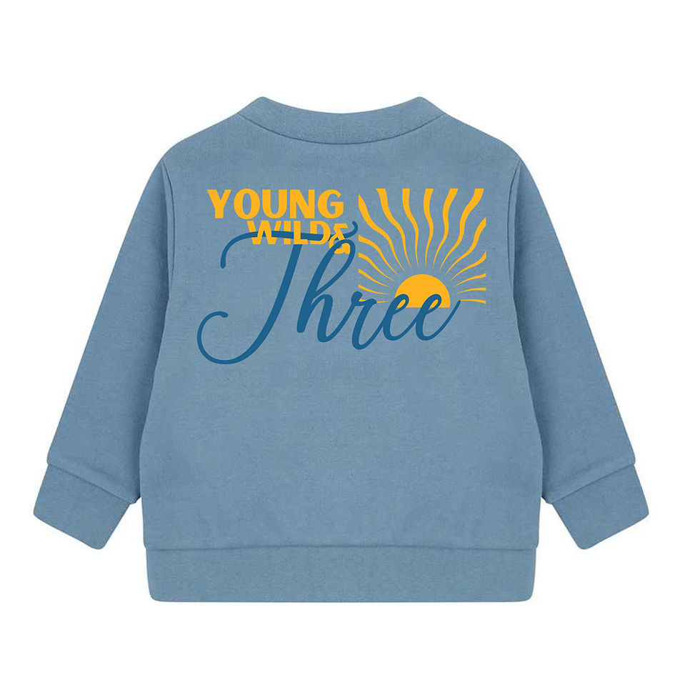 Thumbnail: Young Wild and Three Birthday Toddler Sweater Custom Birthday Present for three