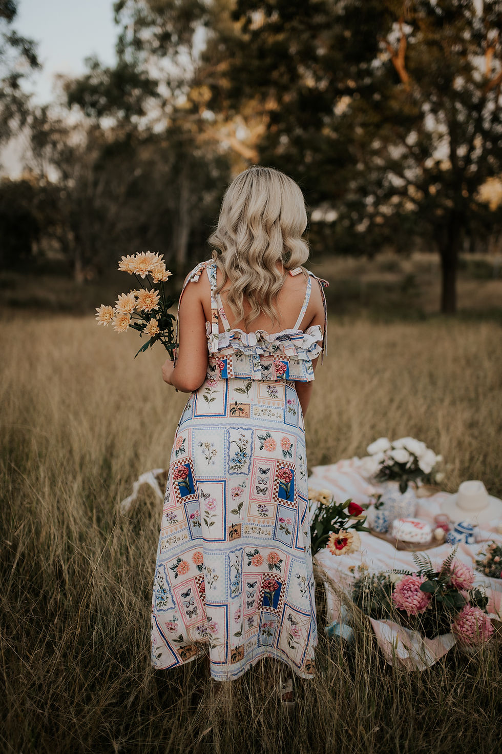 Thumbnail: Peony Midi Dress in Meadow Linen