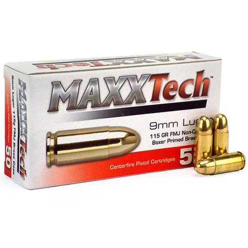 MAXXTech 9mm 115gr FMJ 50rnd Box Airsoft Tactical Outlet