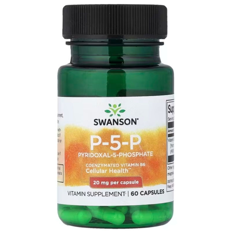 SWANSON P-5-P (Pyridoxal-5-Phosphate) Vitamin B6, 20mg - 60 caps