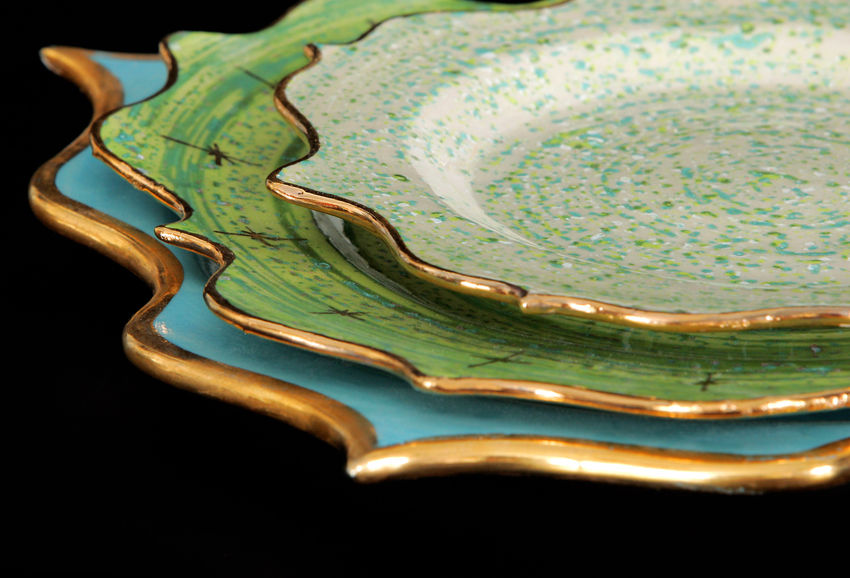 Rococo Dinner set - Green speckles