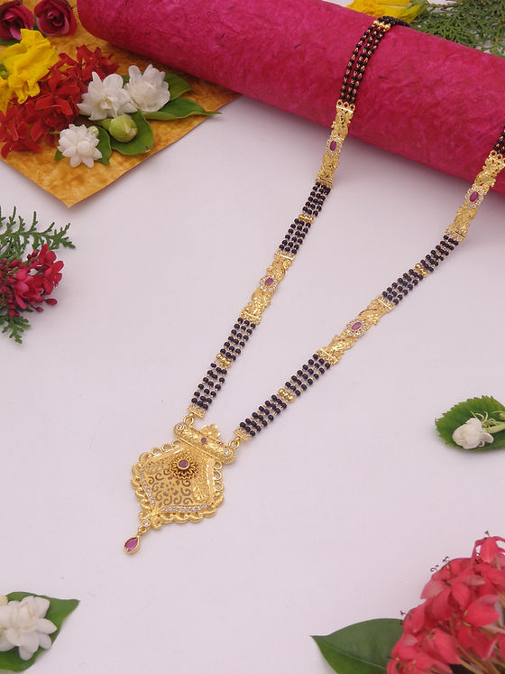 Long Mangalsutra Antique Golden Line Gram Gold Jewellery