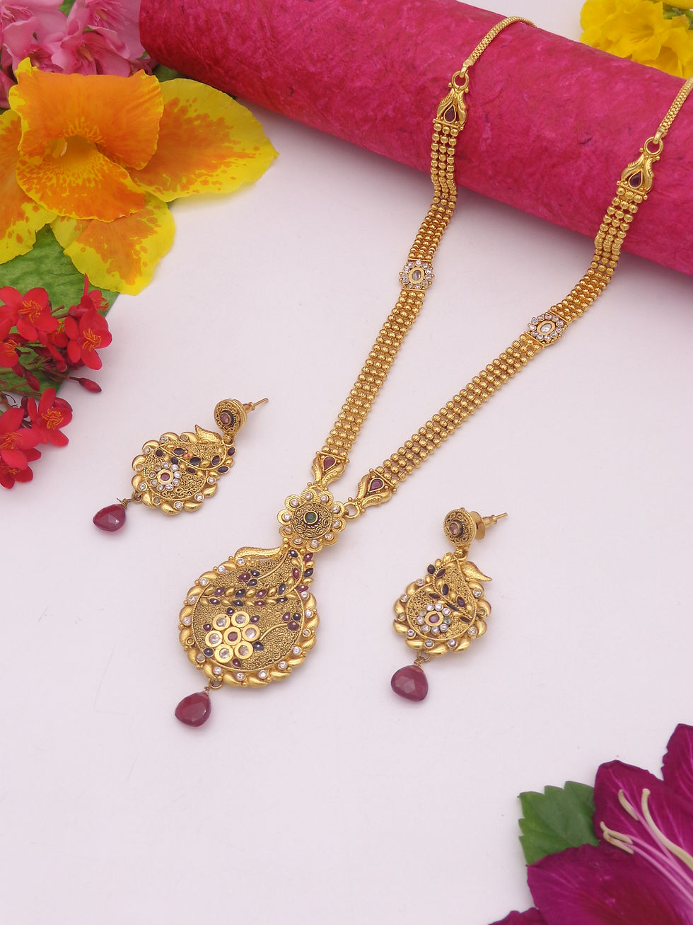 2 gram gold coated antique long set