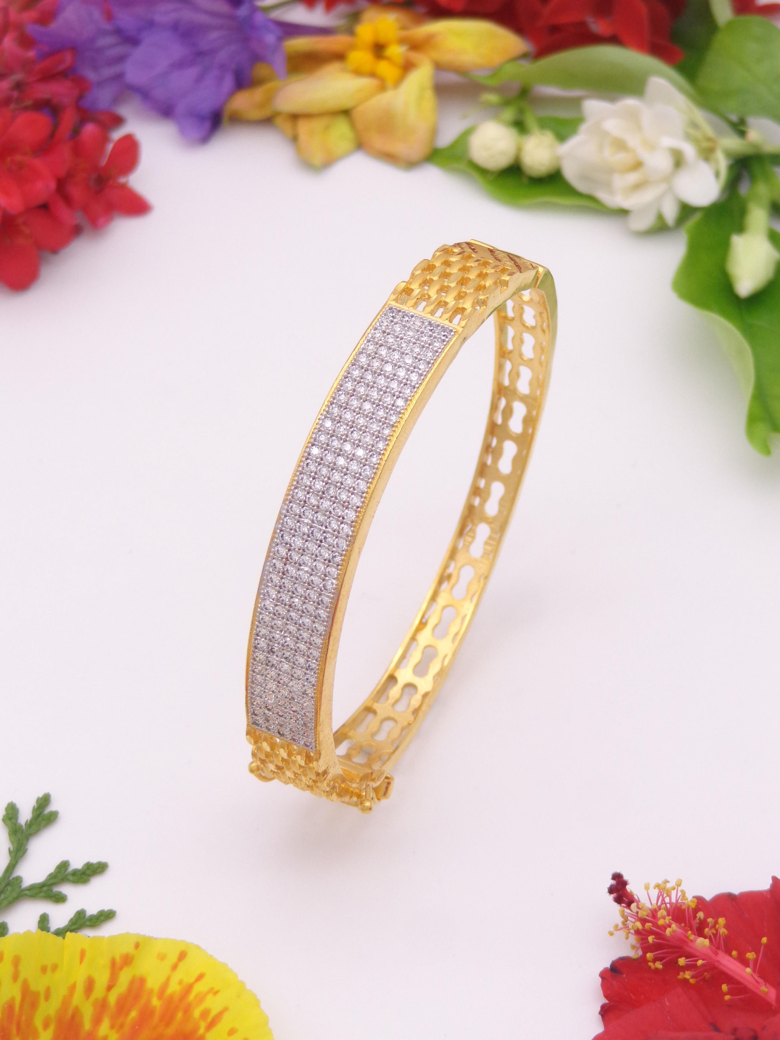 1 gram gold bracelet with CZ stones