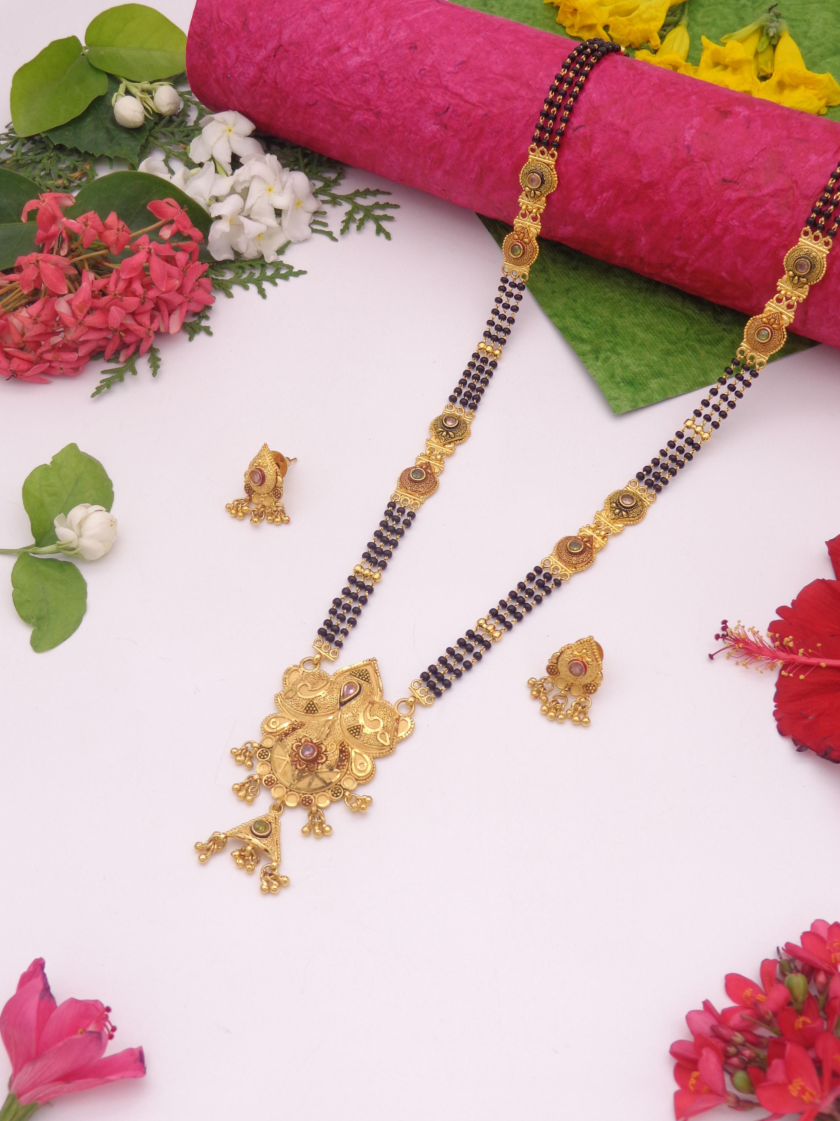 2 garm gold coated long mangalsutra