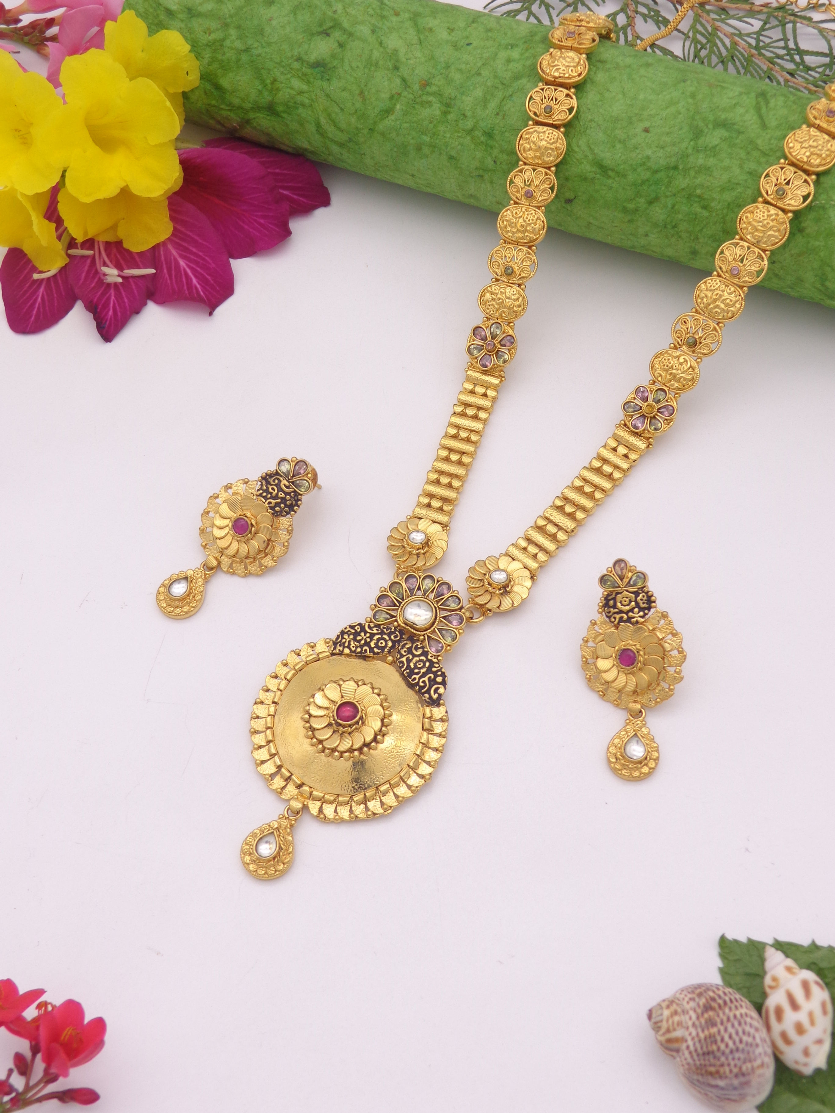 2 gram gold coated antique long set