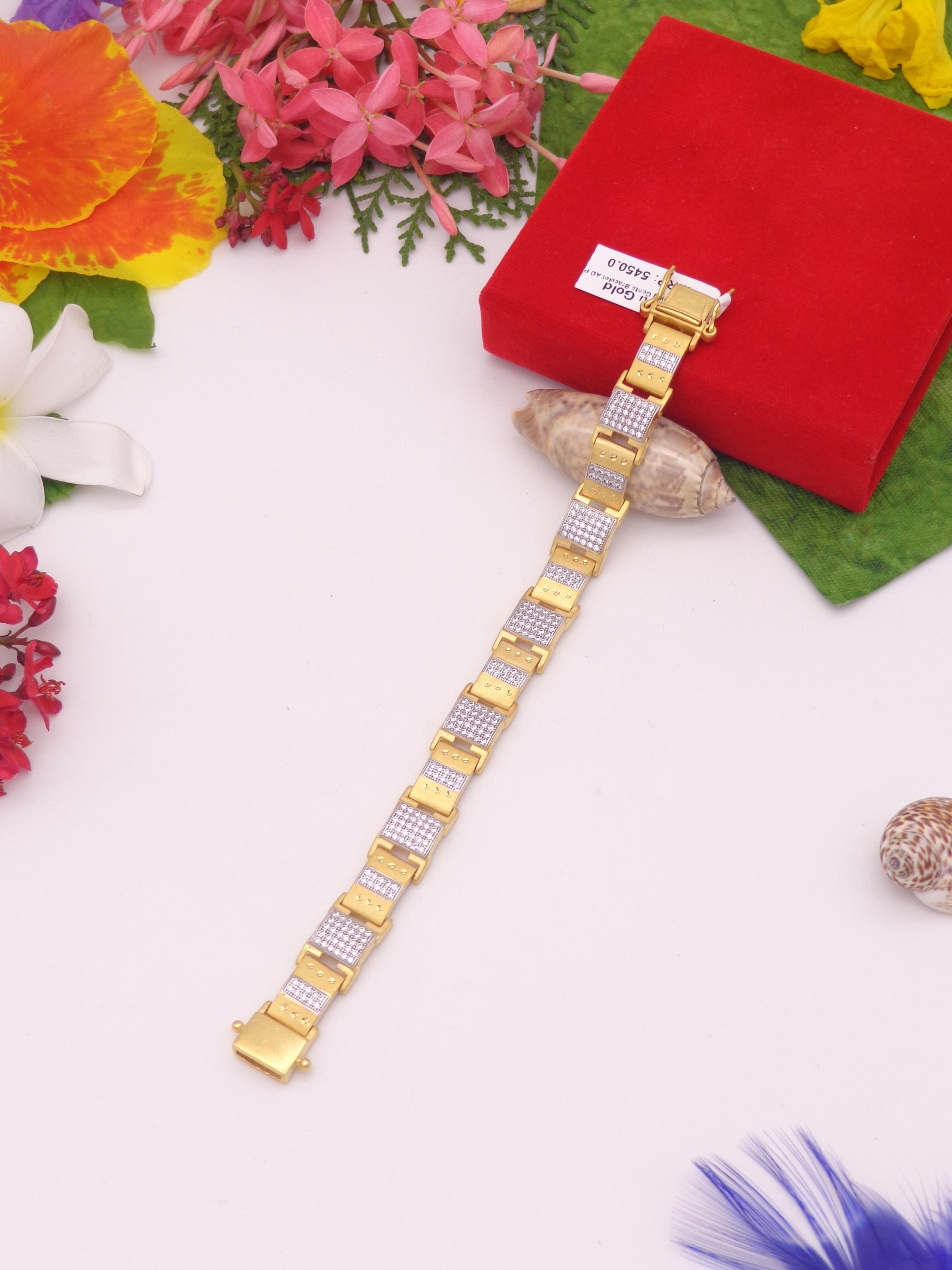 Stylish two-tone gold bracelet, Nishu Gold