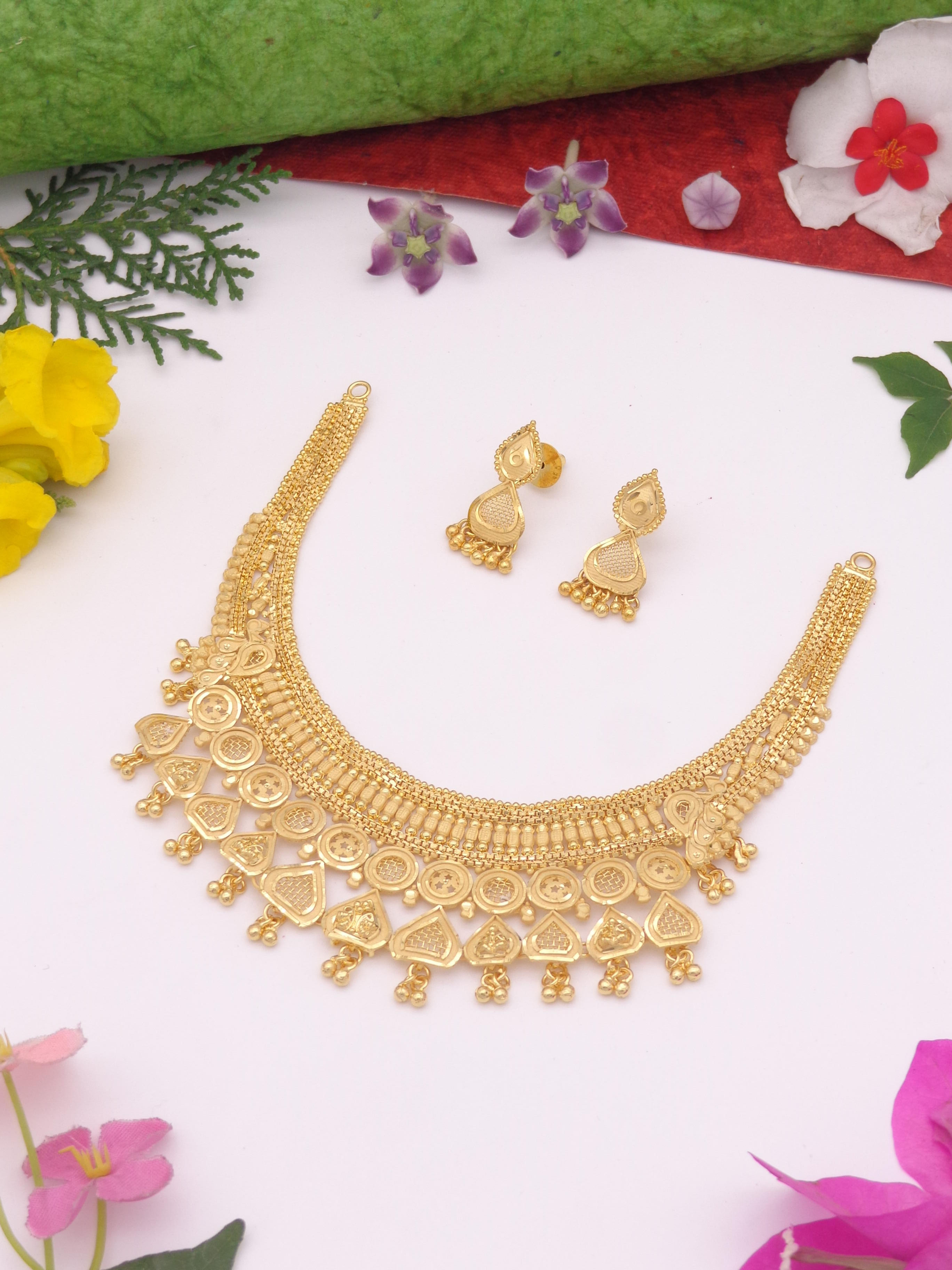 Nishu Gold necklace set, 1 gram gold jewelry