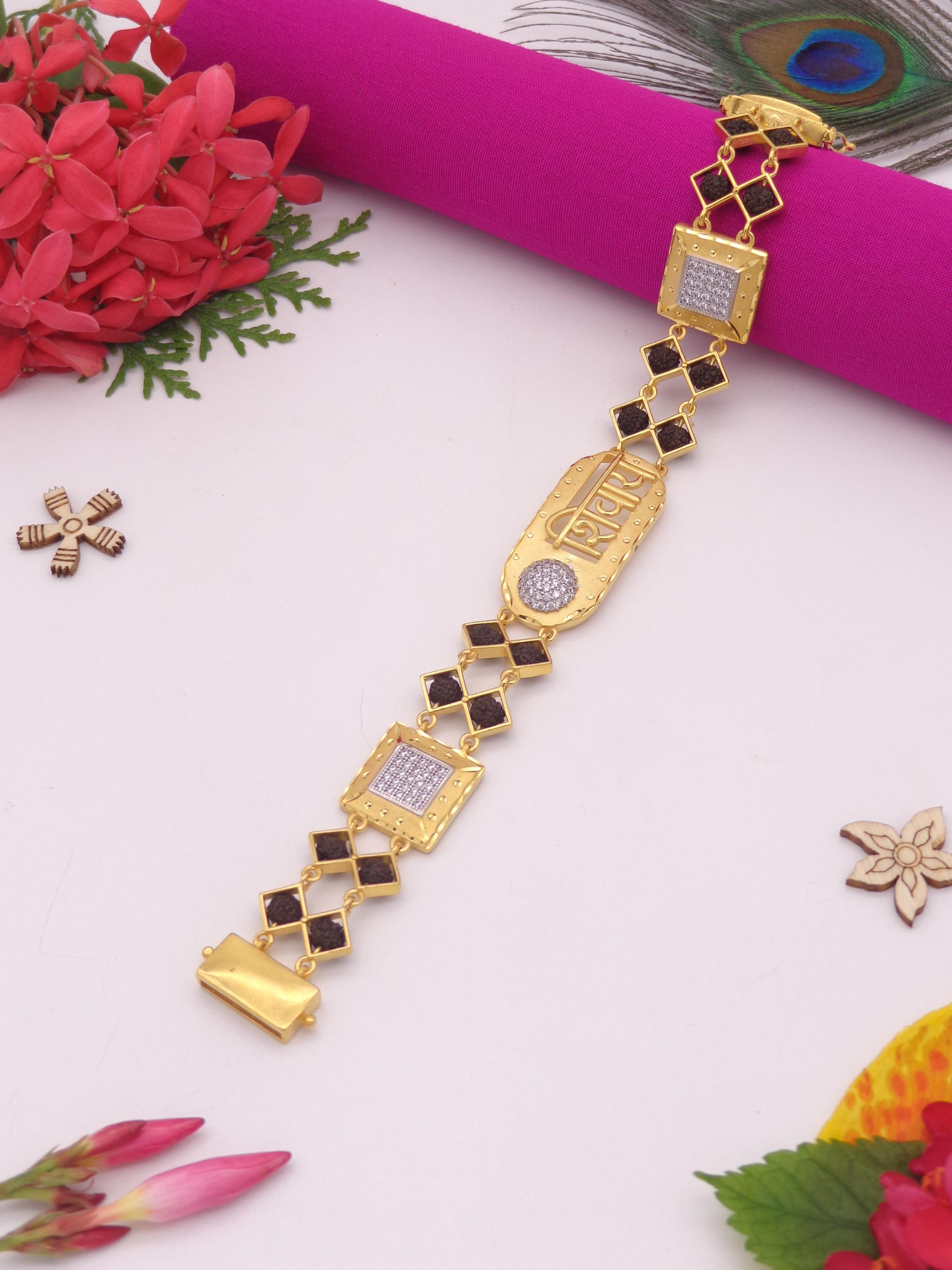 1-2 gram gold coated premium quality rudraksh bracelet