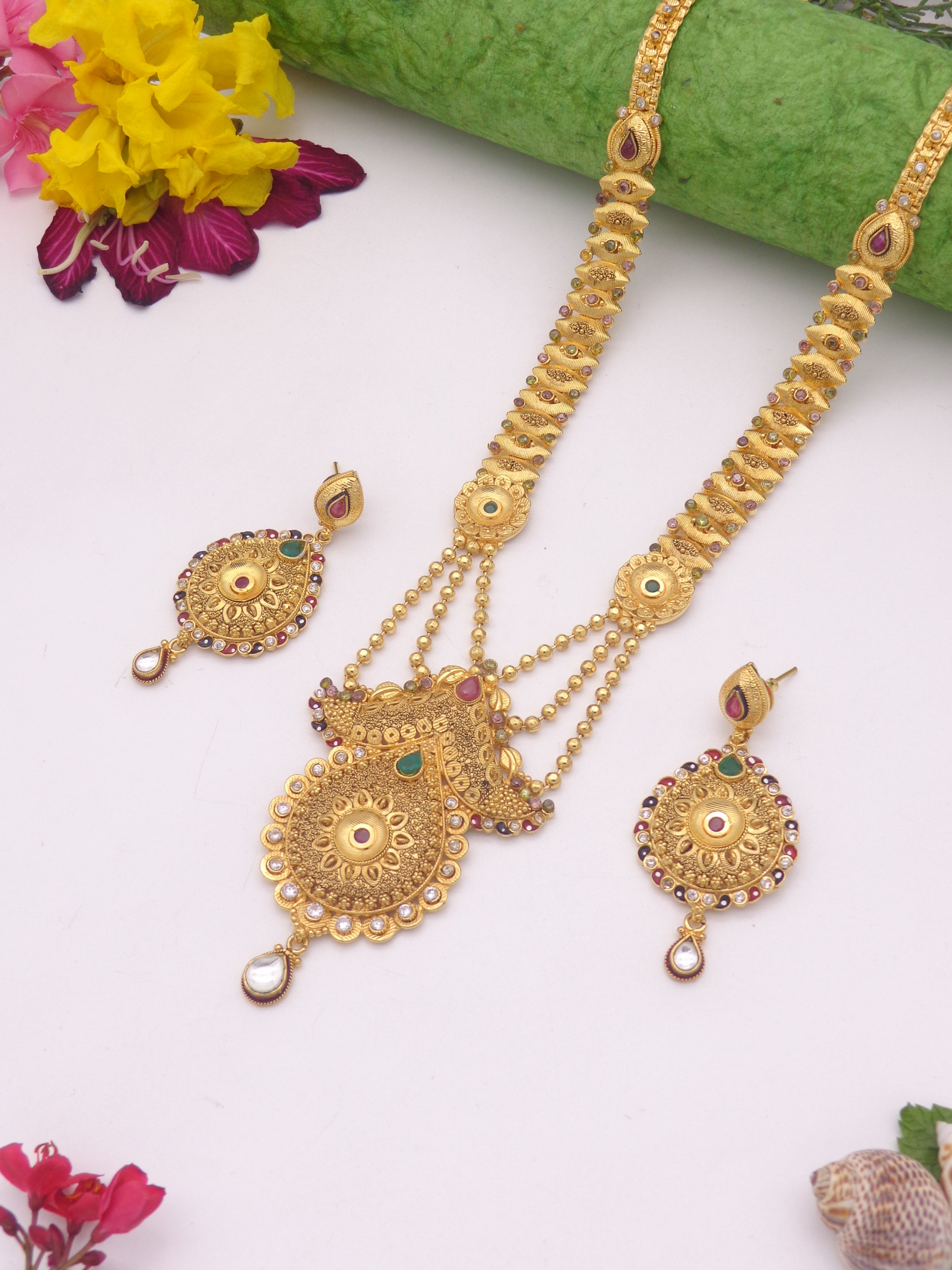 2 gram gold coated antique long set