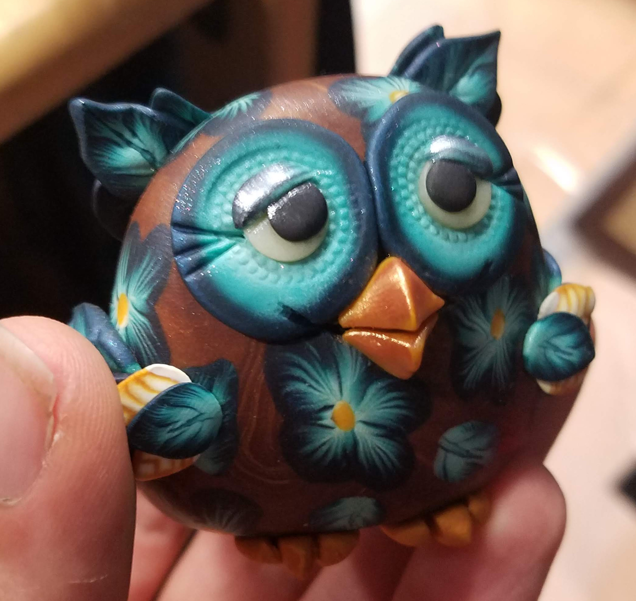 Teal and Brown Owl