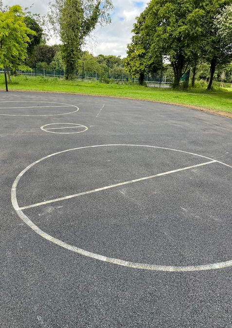 Completed tarmac basketball court with line markings, Formac Construction sports facility works Leinster