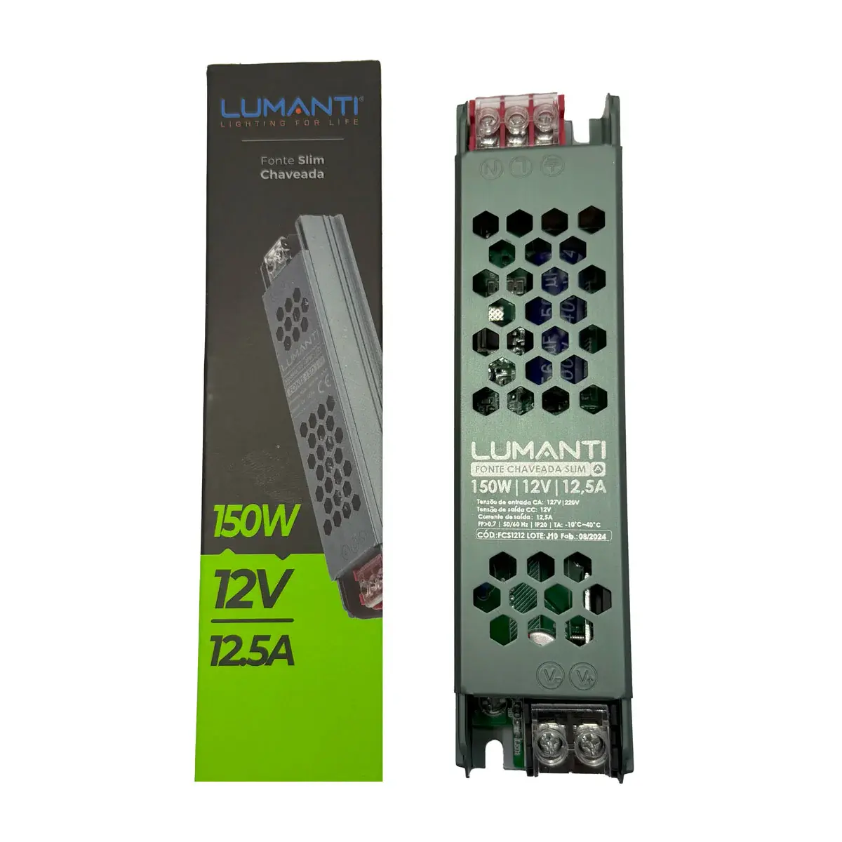 Fonte Chaveada slim 150W 12.5A 12V LUMANTI