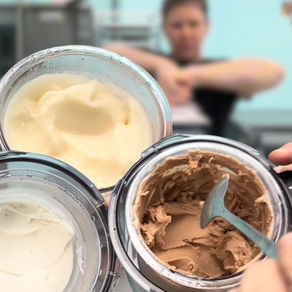 ninja creami pints with chocolate, vanilla, and lemon ice cream