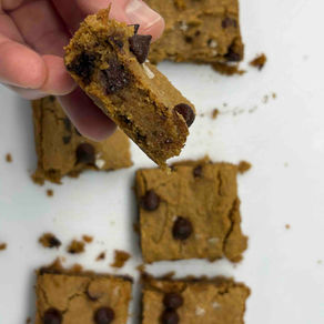 squares of gluten free chickpea chocolate chip blondies