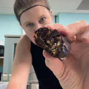 holding a biten viral TikTok snickers stuffed date