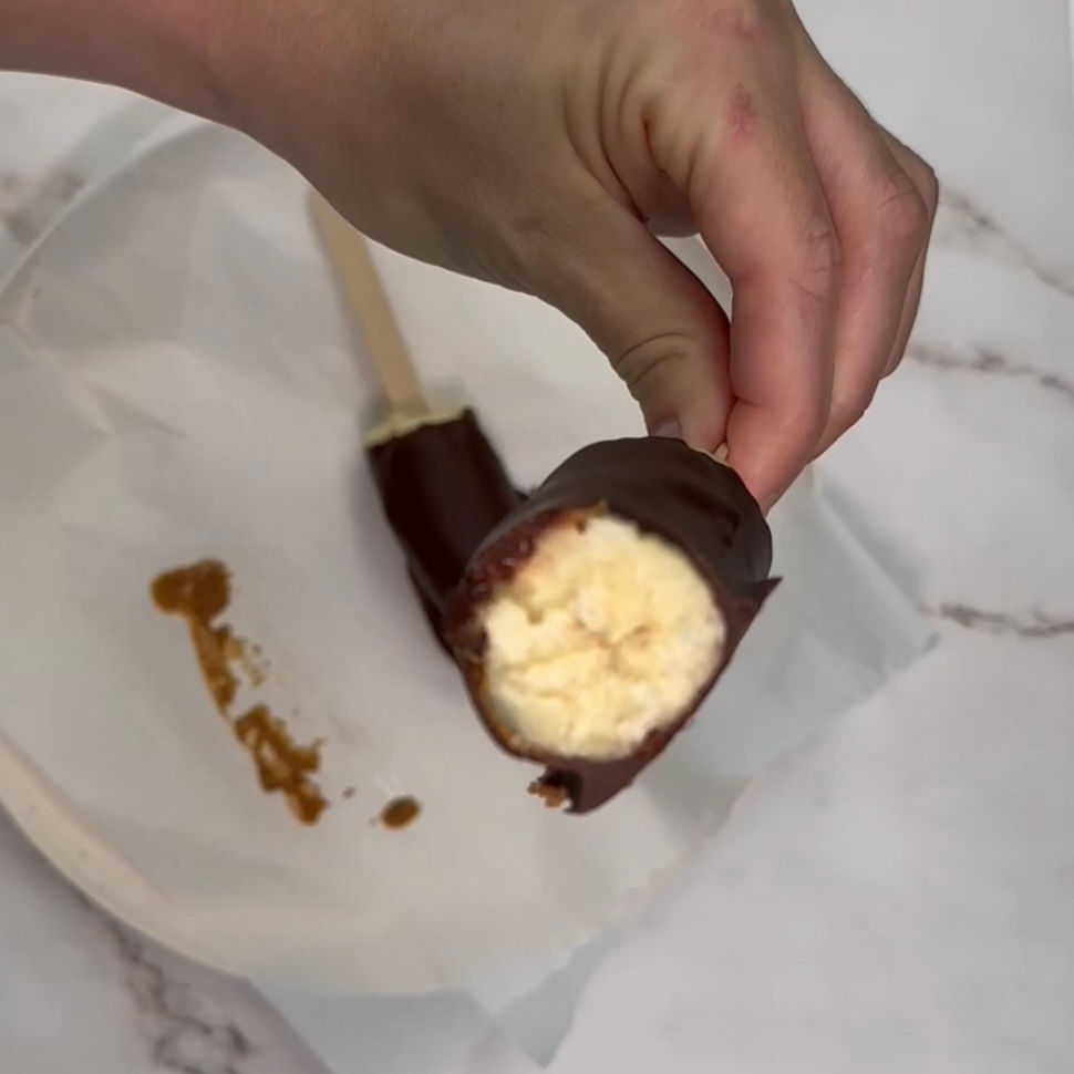 biten chocolate dipped banana 