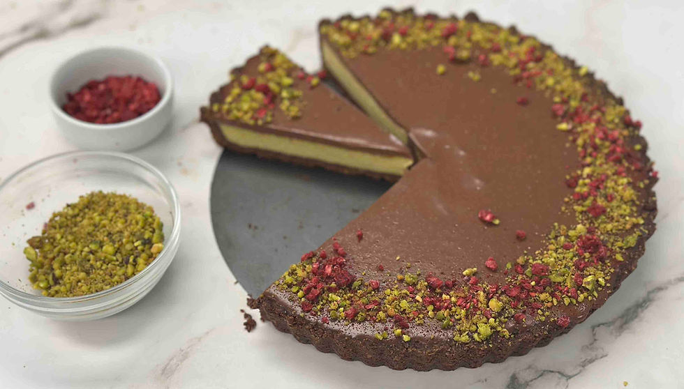 Healthy Chocolate Pistachio Tart (keto, gluten free, vegan)