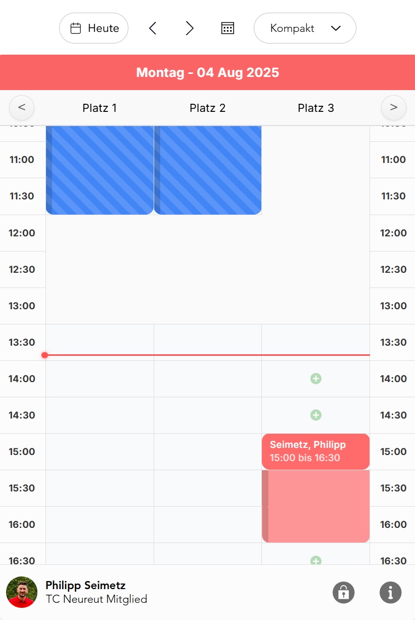 Platzbuchung TC Neureut Mobile für Gäste und Mitglieder