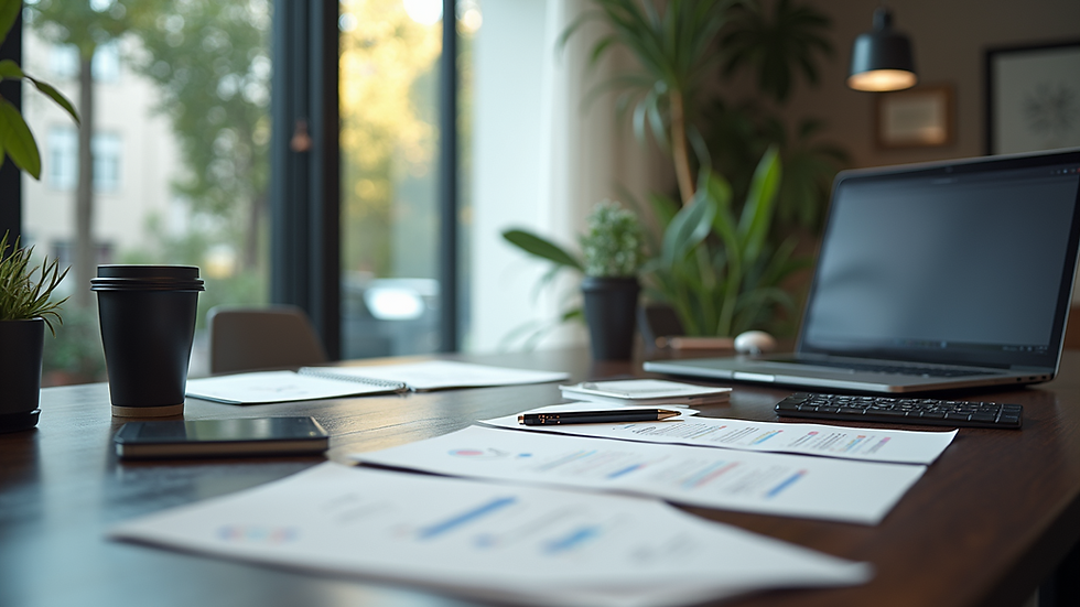High angle view of a modern workspace with logo design mockups