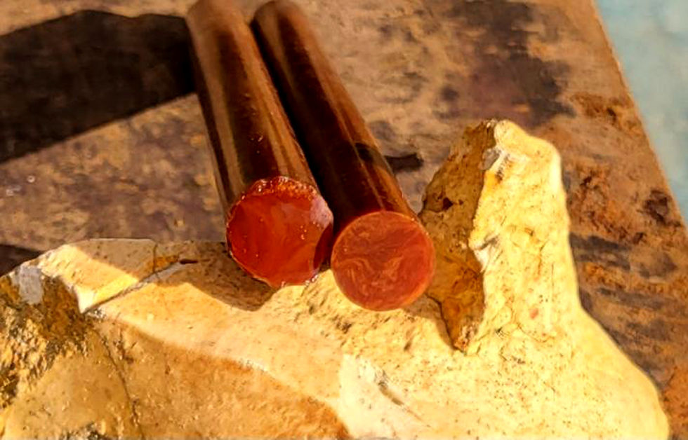 Miniature : AMBROLITE 2 Rods  Caramel (Fr bakelite/ Catalin