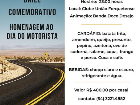 BAILE COMEMORATIVO – HOMENAGEM AO DIA DO MOTORISTA