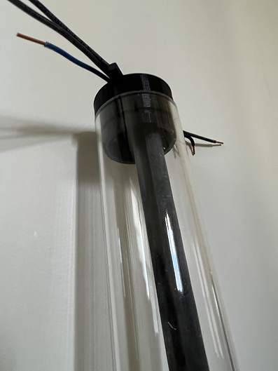 Electrode Cap Inserted Into Acrylic Tubing
