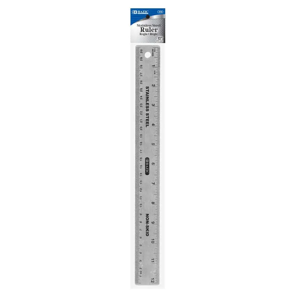 Stainless Steel Ruler w/ Non Skid Back 12" (30cm)