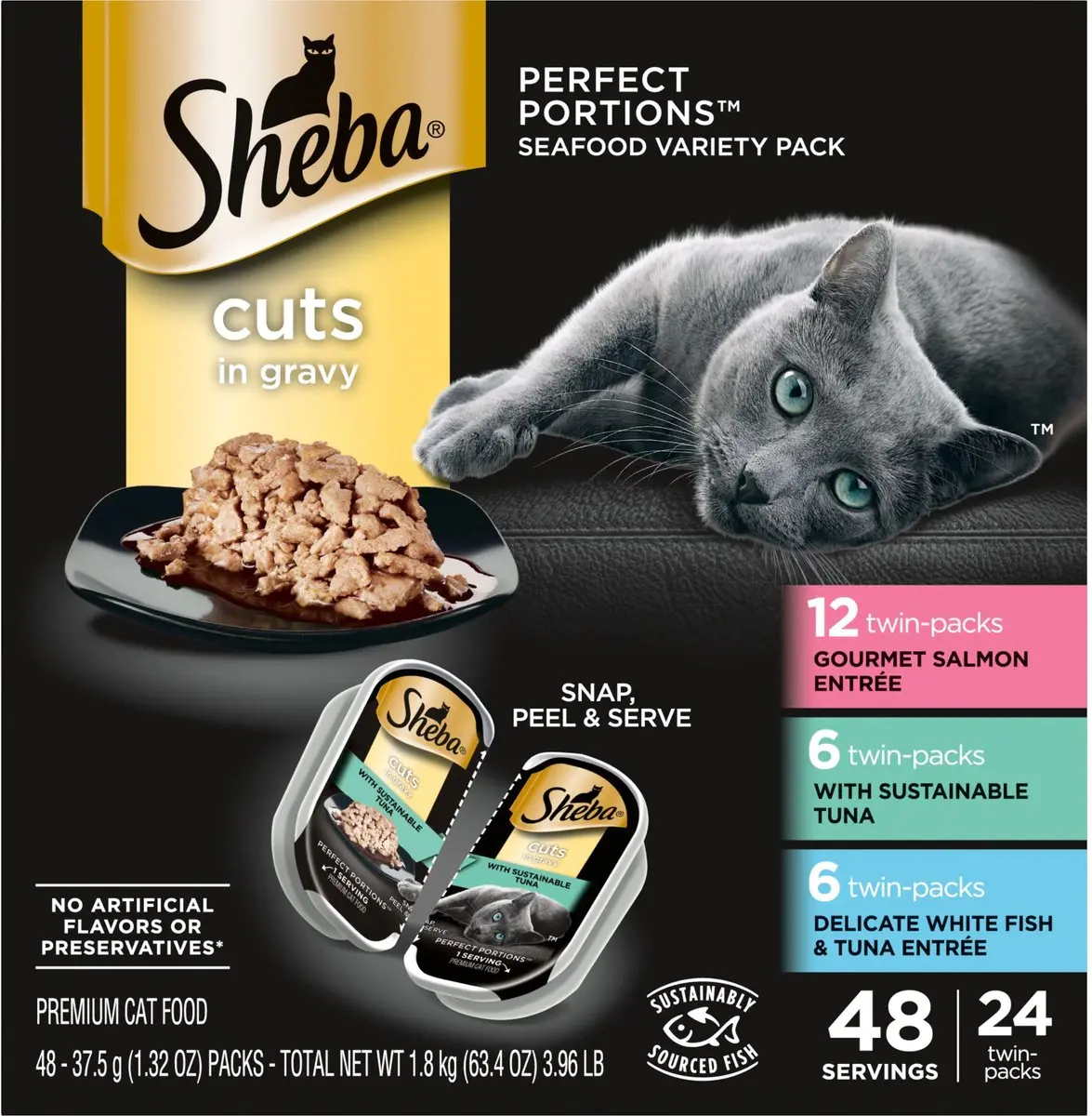 Sheba Perfect Portions Grain-Free Gourmet Salmon, Sustainable Tuna 2.6oz