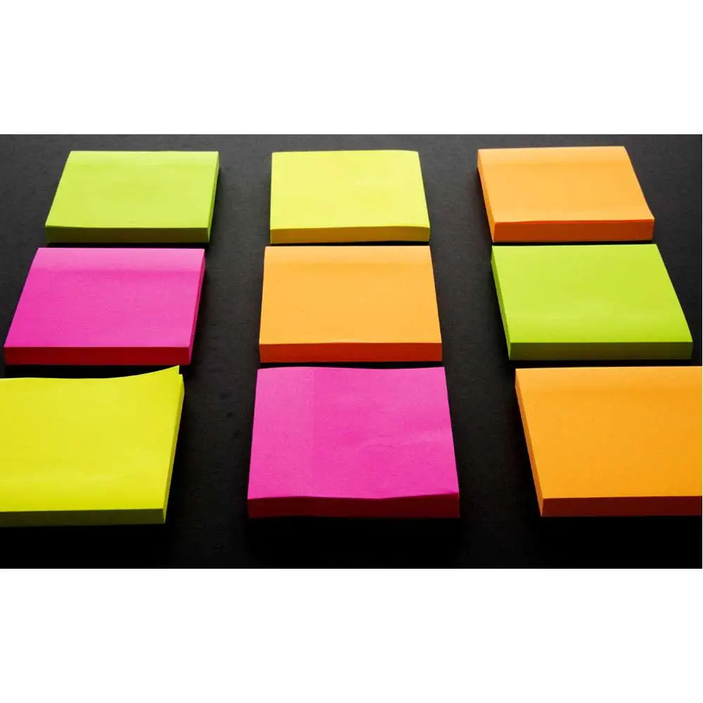 Stick On Notes 3" X 3" (Pack) Neon 90 Ct. (12/Shrink)