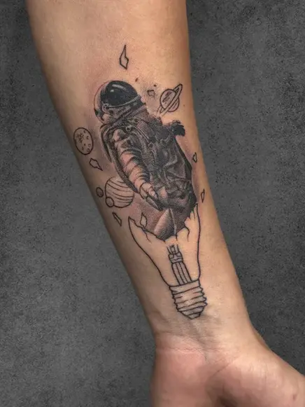 outer space and astronaut tattoo