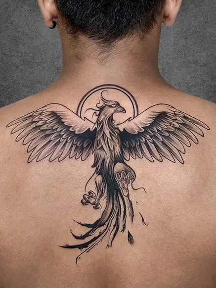 flying dragon tattoo on back