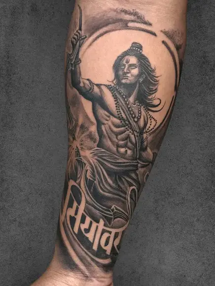 lord ram and script tattoo