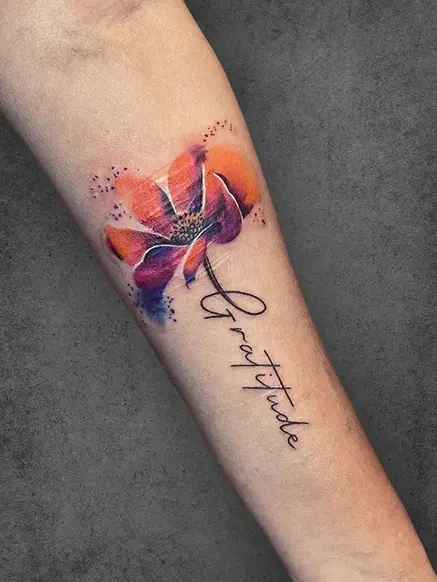 gratitude script tattoo design