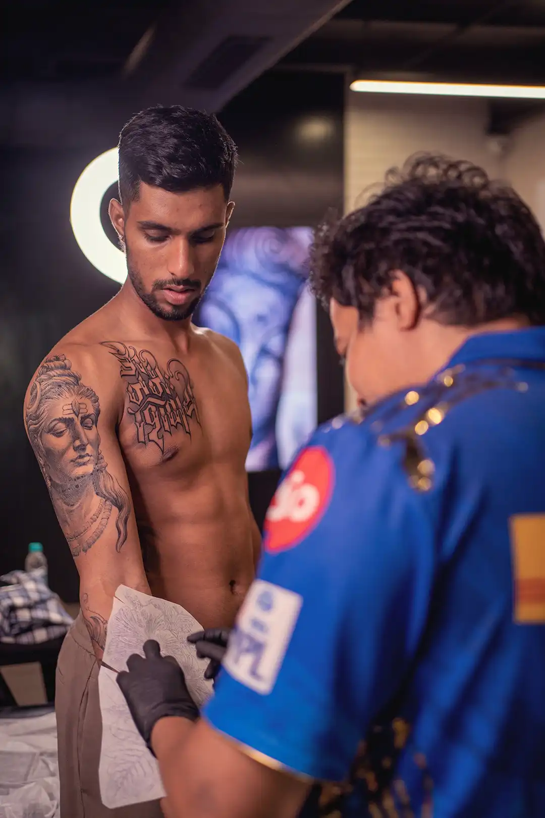 Tilak Verma Getting Tattoo by Siddhesh Gawde at Aliens Tattoo