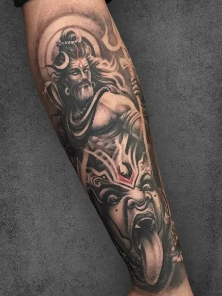 shiva and mahakali sleeve tattoo
