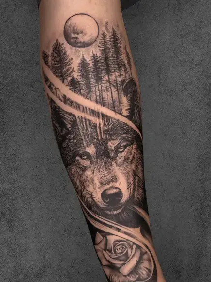 tribal wolf tattoo