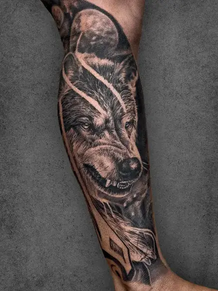 wolf portrait tattoo