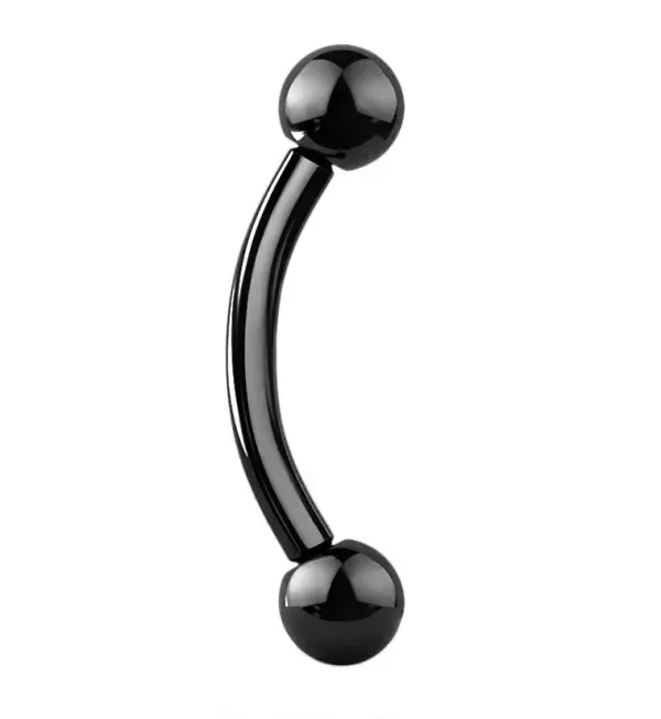 Black Titanium IP Over 316L Surgical Stainless Steel Curved Barbell