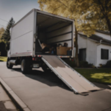 a moving truck with a ramp out the back that is outside a house on a sunny day_edited.jpg