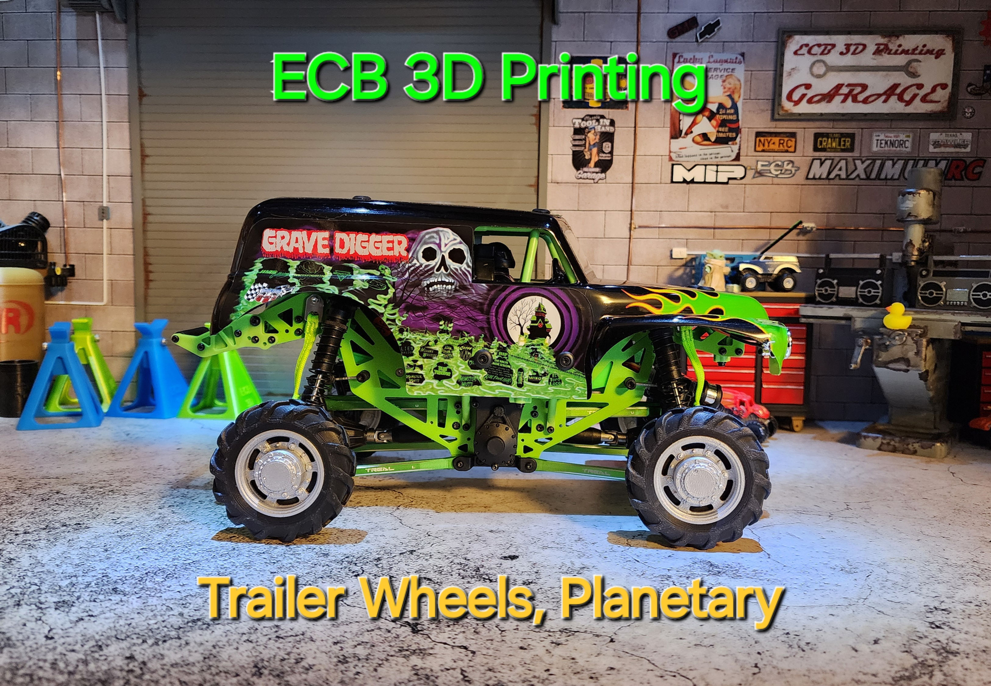 ECB 3D Printing 1/18 Trailer Wheels, 12mm, 7mm Hex
