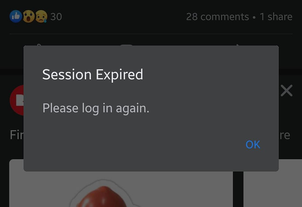 Error message reading: Session expired. Please log in again.