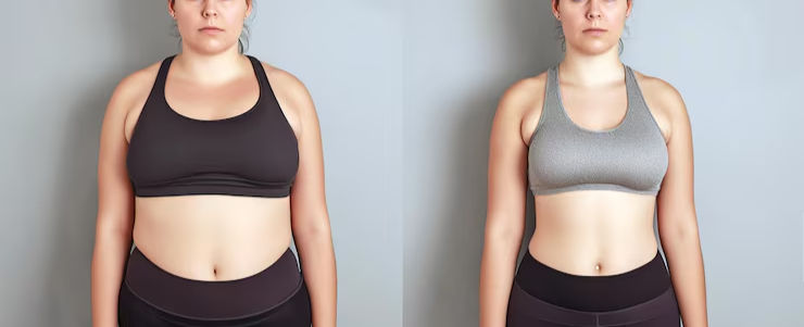 mulher-posando-antes-e-depois-da-perda-de-peso-dieta-e-nutricao-saudavel-resultados-de-fit