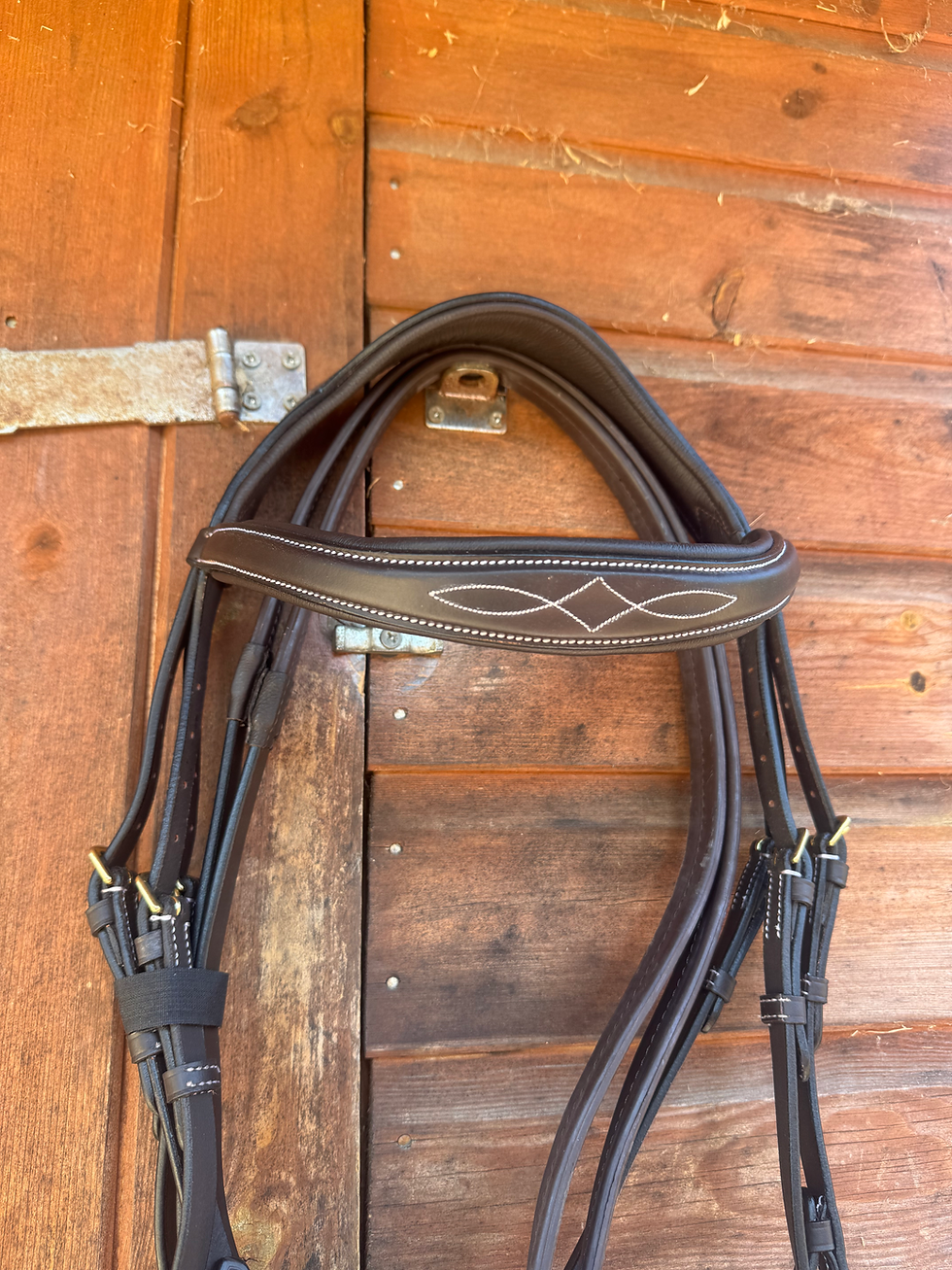 Thumbnail: Stitched big noseband bridle and reins