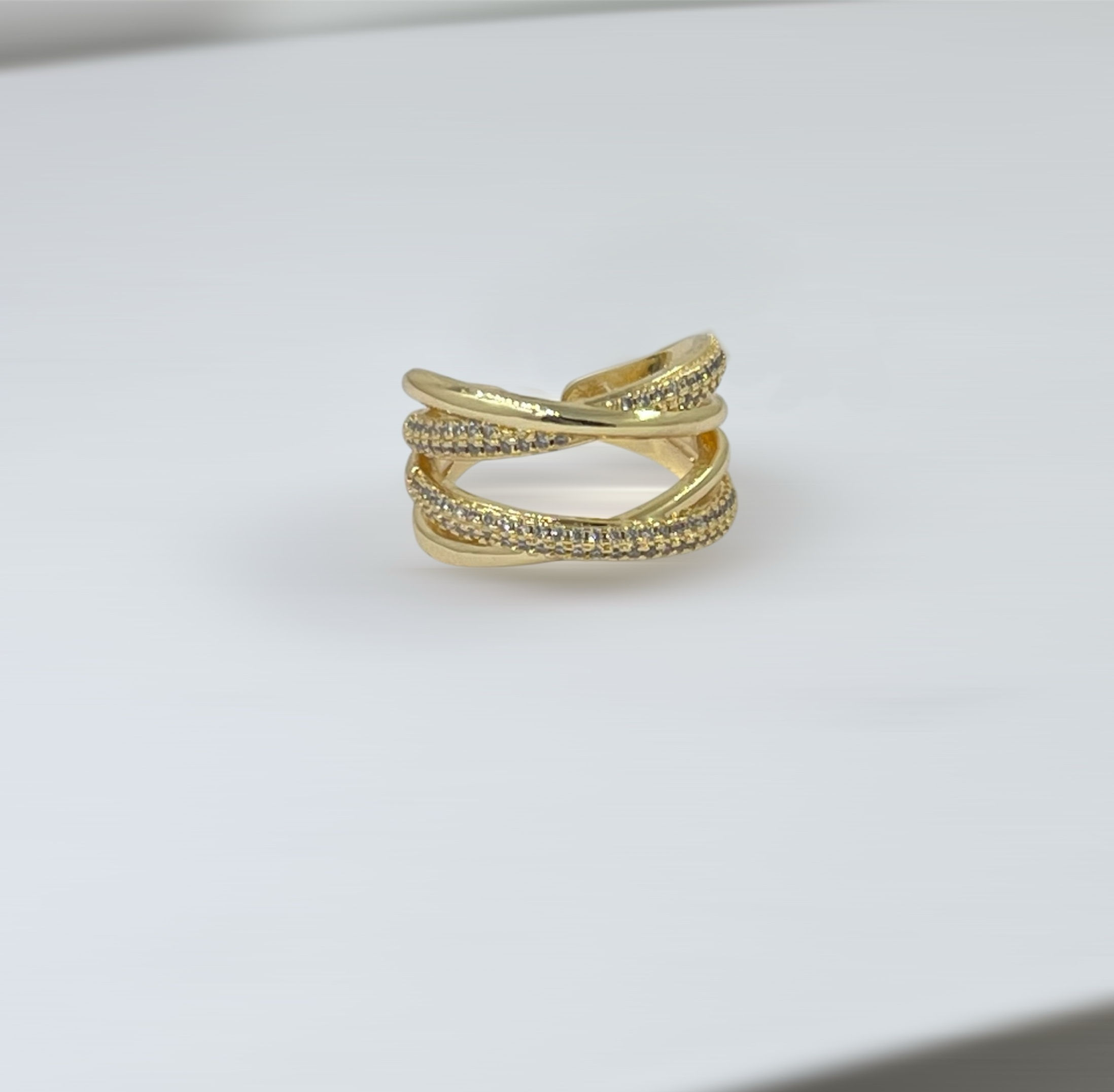 anillo doble ajustable con pedrería